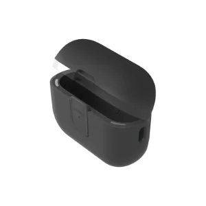 قاب UNIQ Clyde Charcoal/Dark Grey برای AirPods Pro 2، نمای زاویه‌دار با درِ باز