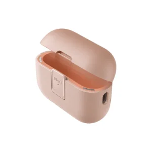 قاب UNIQ Clyde Pink برای AirPods Pro 2، نمای زاویه‌دار با درِ باز