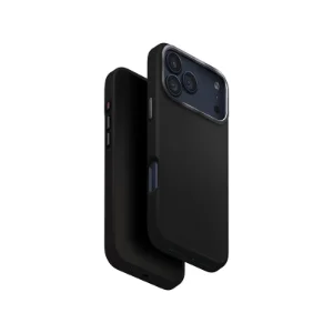 نمای زاویه‌دار قاب UNIQ Lyden Dallas Black برای iPhone 17 Pro Max همراه گوشی