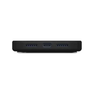 نمای زیر قاب UNIQ Lyden Dallas Black برای iPhone 17 Pro Max با محل درگاه USB-C و خروجی‌های اسپیکر