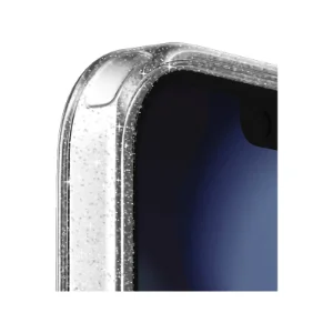 نمای نزدیک جزئیات قاب شفاف اکلیلی UNIQ LifePro Xtreme Clear Glitter برای iPhone 14 Pro