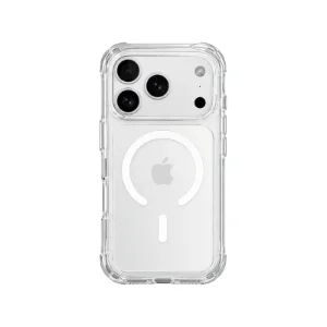 قاب یونیک UNIQ Combat Blanc White برای iPhone 17 Pro Max، نمای پشت با طراحی شفاف، حلقه MagSafe و محافظ برجسته دوربین