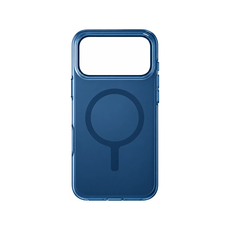 نمای پشت قاب بدون گوشی UNIQ Clario Royal Blue برای iPhone 17 Pro Max با حلقه مغناطیسی