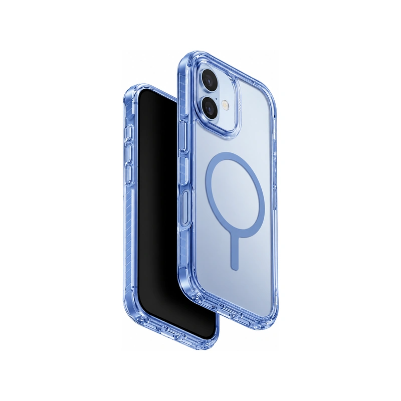 نمای زاویه‌دار قاب UNIQ Combat Mist Blue برای iPhone 17