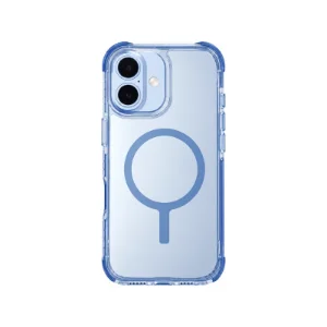 نمای پشت قاب با گوشی UNIQ Combat Mist Blue برای iPhone 17 با حلقه مغناطیسی