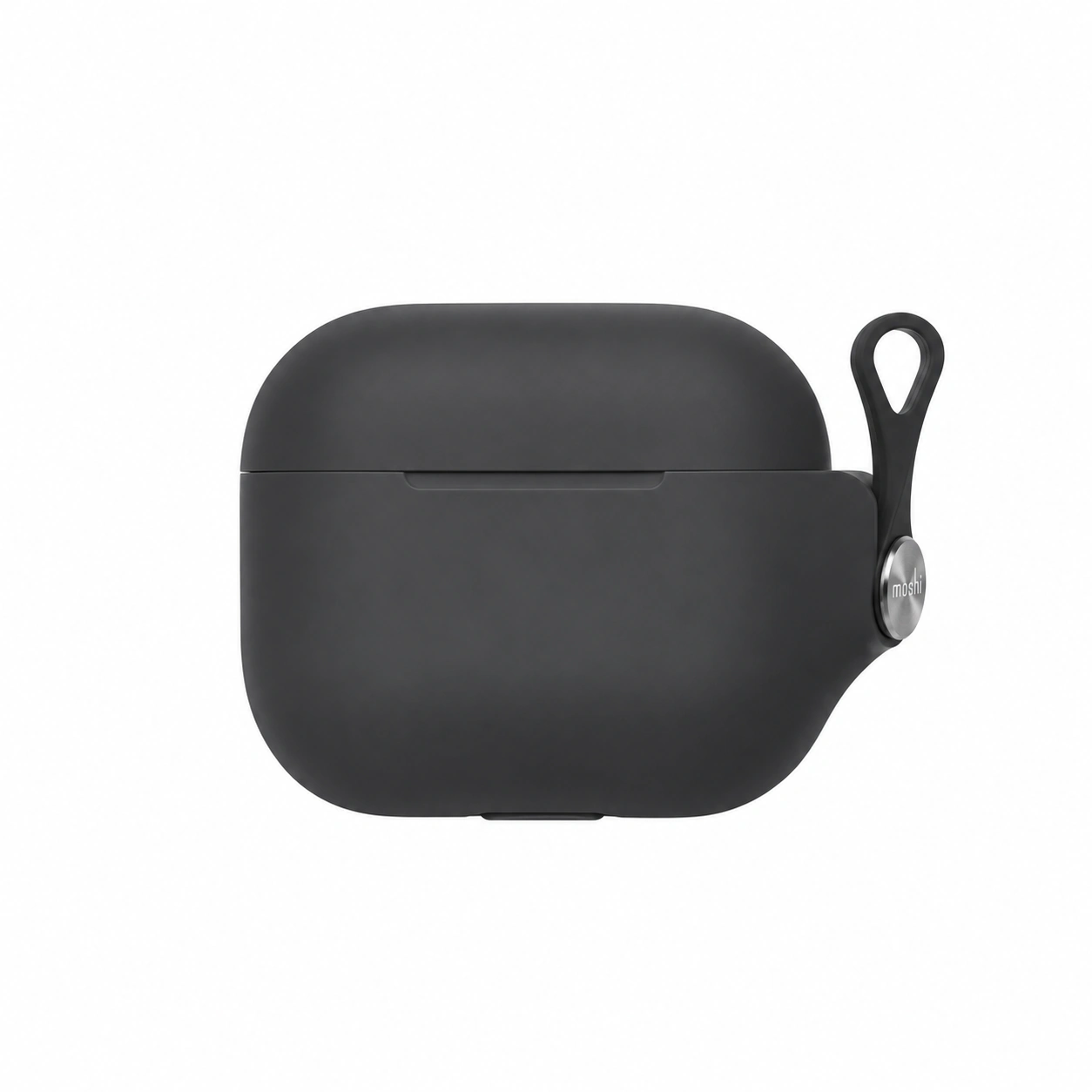 قاب Moshi Pebbo Shadow Black برای AirPods 3، نمای پشت با حلقه جانبی