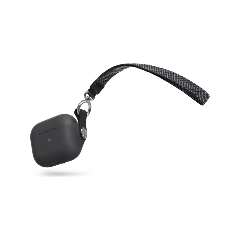 قاب Moshi Pebbo Shadow Black برای AirPods 3 همراه بند مچی متصل به حلقه قاب