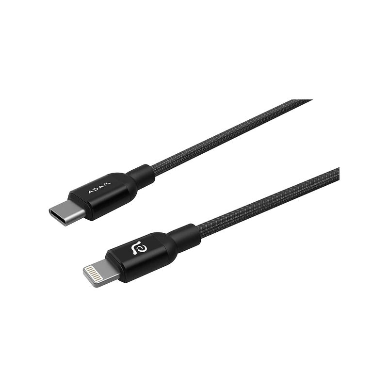 ADAM elements PeAk II USB-C to Lightning 1.2m Black Cable نمای کابل با کانکتورهای USB-C و Lightning