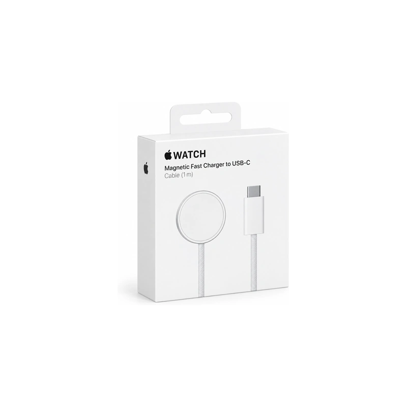 جعبه کابل شارژ سریع مغناطیسی اپل واچ به USB-C یک متری سفید