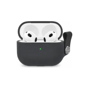 قاب مشکی Moshi Pebbo برای AirPods 3، نمای جلو با در باز و ایرپادها داخل کیس