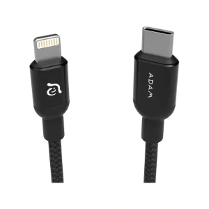 ADAM elements PeAk II USB-C to Lightning 1.2m Black Cable نمای نزدیک کانکتور USB-C و Lightning