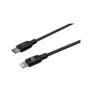 ADAM elements PeAk II USB-C to Lightning 1.2m Black Cable نمای کابل با کانکتورهای USB-C و Lightning