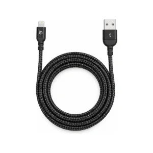 نمای کامل کابل ADAM elements PeAk II USB به Lightning طول 2 متر مشکی با کانکتورهای USB-A و Lightning