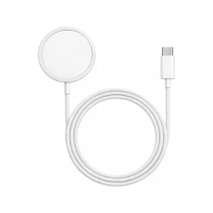 نمای کامل کابل شارژر MagSafe اپل یک متری سفید با کانکتور USB-C