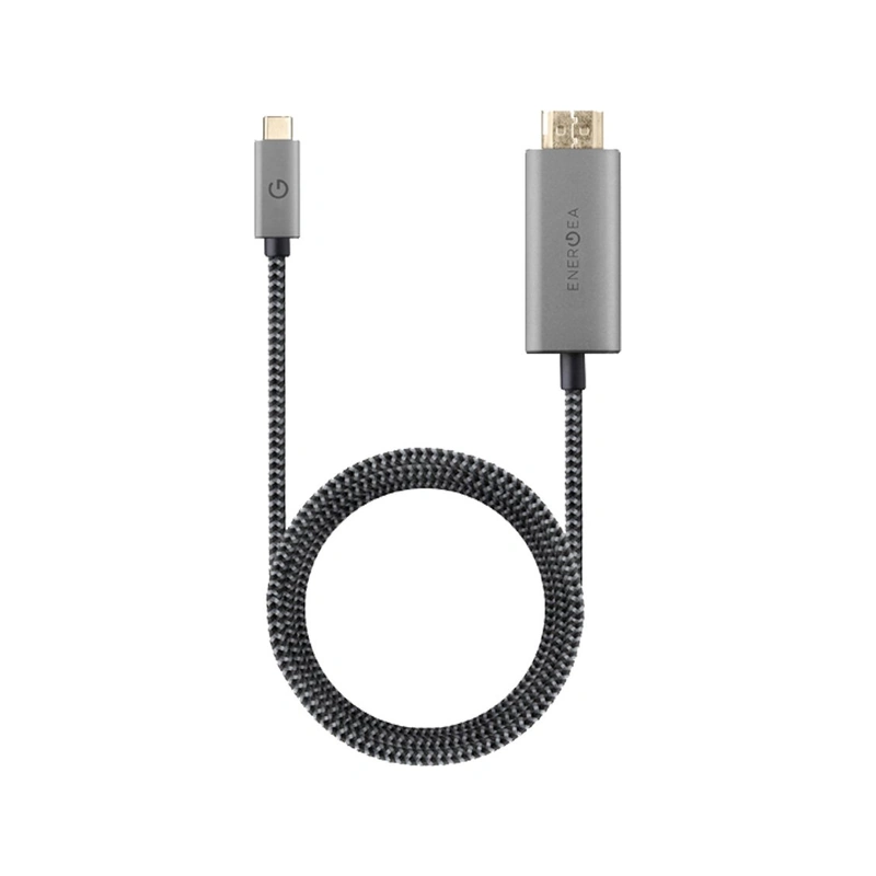 نمای کامل کابل Energea FibraTough 4K USB-C به HDMI طول 2 متر مشکی