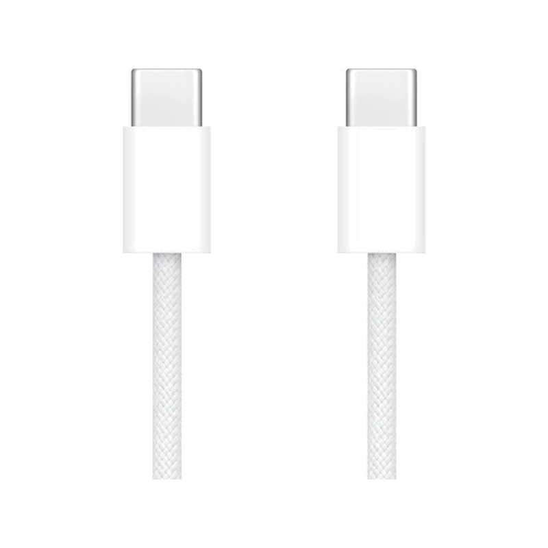 نمای نزدیک دو کانکتور USB-C کابل اپل 60 وات 1 متری سفید