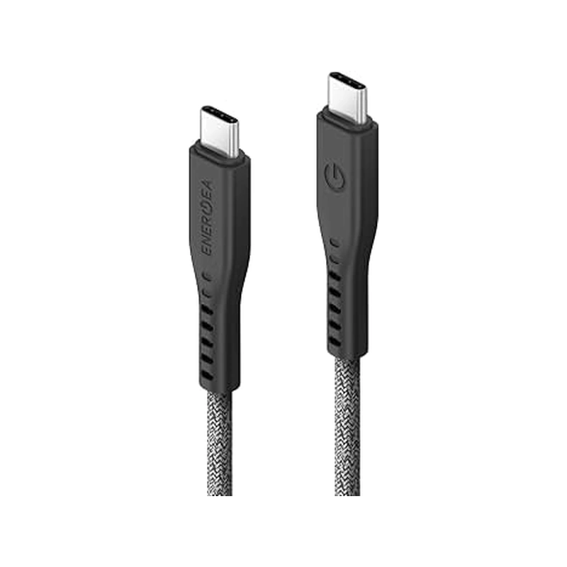 نمای نزدیک دو کانکتور USB-C کابل Energea Flow مشکی