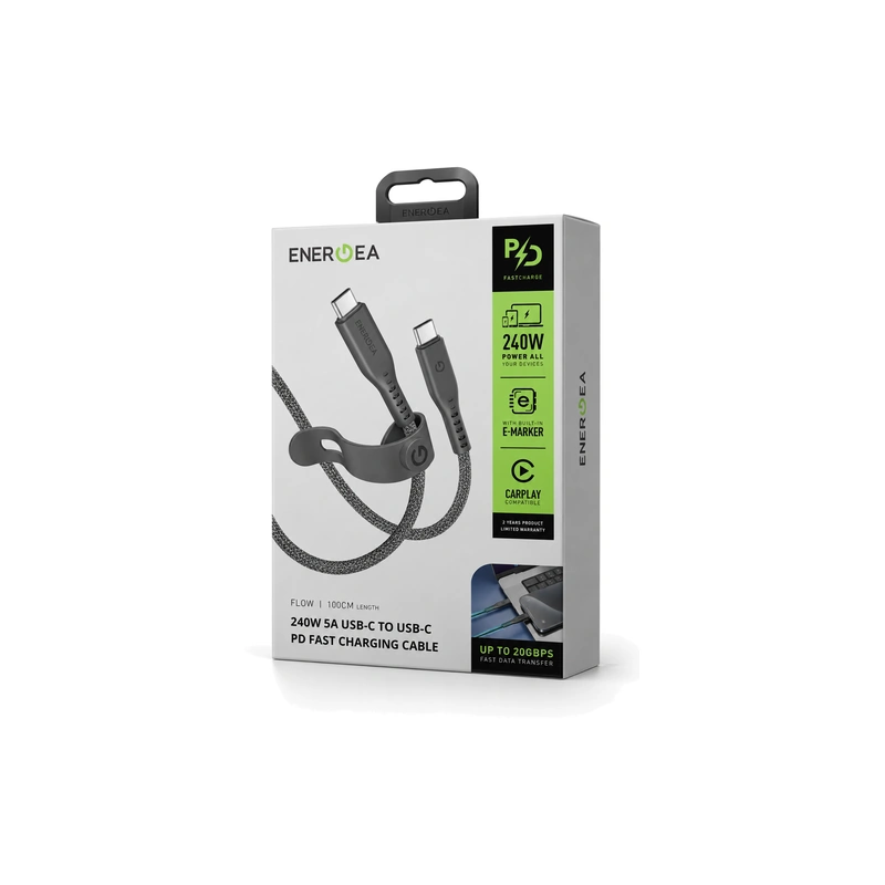 بسته‌بندی کابل Energea Flow USB-C طول 1.5 متر مشکی