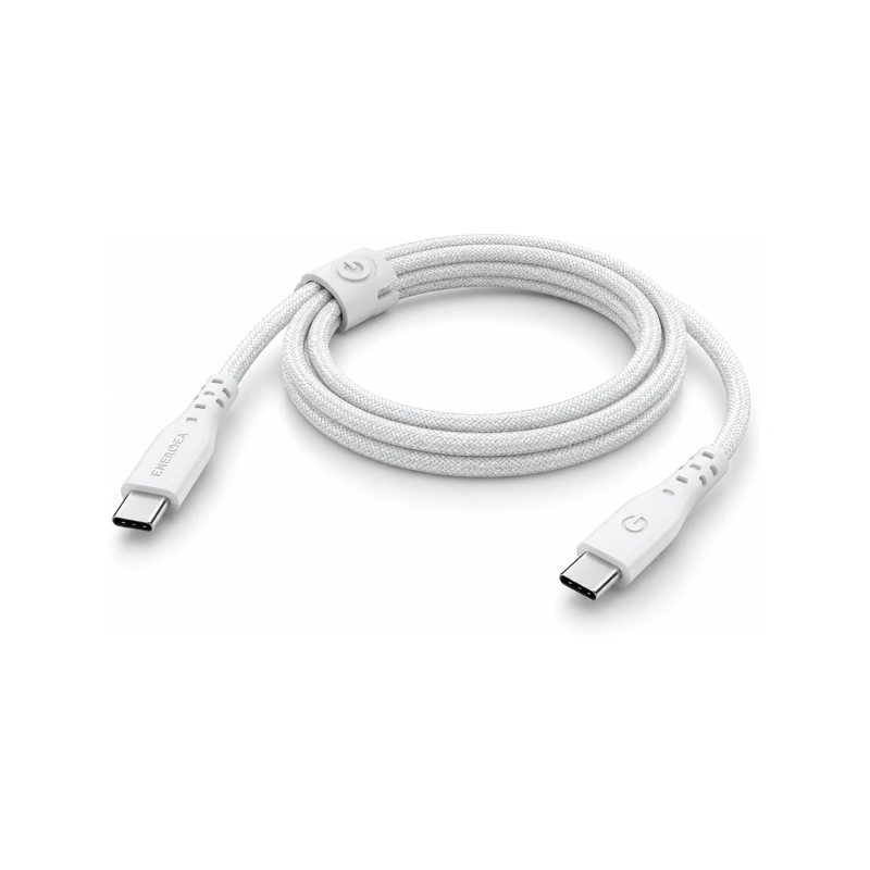 نمای کابل USB-C به USB-C انرژیا Flow طول 1.5 متر سفید با روکش بافته‌شده