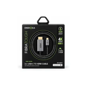 بسته‌بندی کابل Energea FibraTough 4K USB-C به HDMI طول 2 متر مشکی
