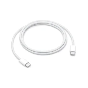 کابل USB-C به USB-C اپل 60 وات 1 متری سفید با روکش بافته‌شده