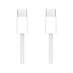 نمای نزدیک دو کانکتور USB-C کابل اپل 60 وات 1 متری سفید