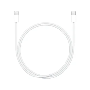 نمای کامل کابل USB-C به USB-C اپل 60 وات 1 متری سفید با دو کانکتور USB-C