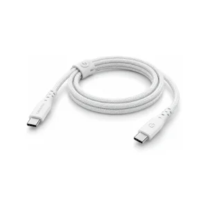 نمای کابل USB-C به USB-C انرژیا Flow طول 1.5 متر سفید با روکش بافته‌شده