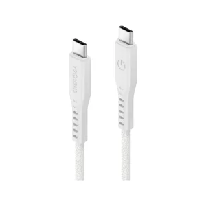 نمای نزدیک دو کانکتور USB-C کابل Energea Flow طول 1.5 متر سفید