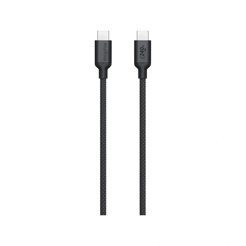 نمای نزدیک کانکتورهای USB-C کابل موفی مشکی