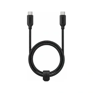 نمای کامل کابل USB-C موفی مشکی با روکش بافته‌شده