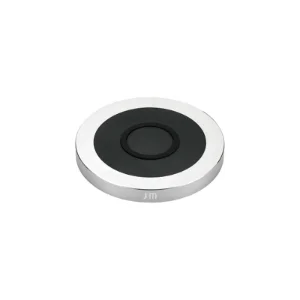 نمای سه‌رخ شارژر بی‌سیم Just Mobile AluBase Silver با سطح شارژ مشکی