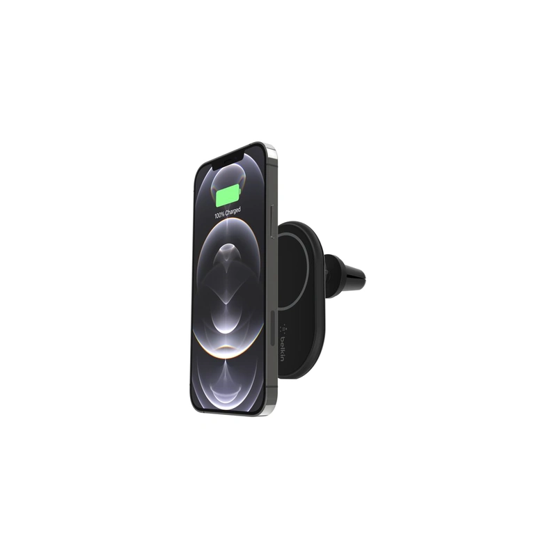 شارژر بی‌سیم خودرو Belkin BoostCharge 10W Magnetic مشکی همراه آیفون
