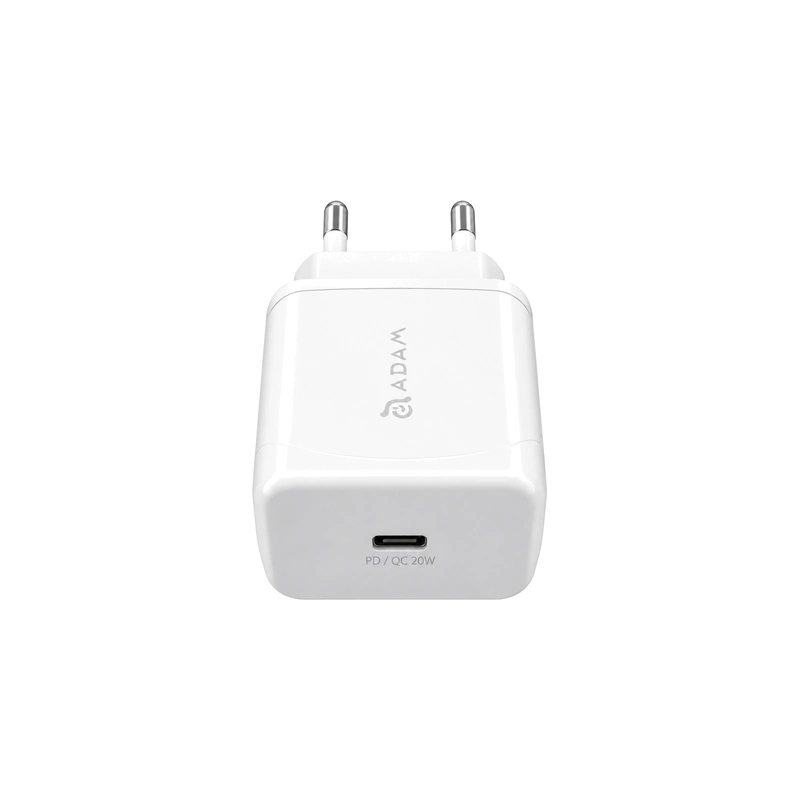 نمای پورت USB-C شارژر دیواری سفید ADAM elements Omnia F1 20W
