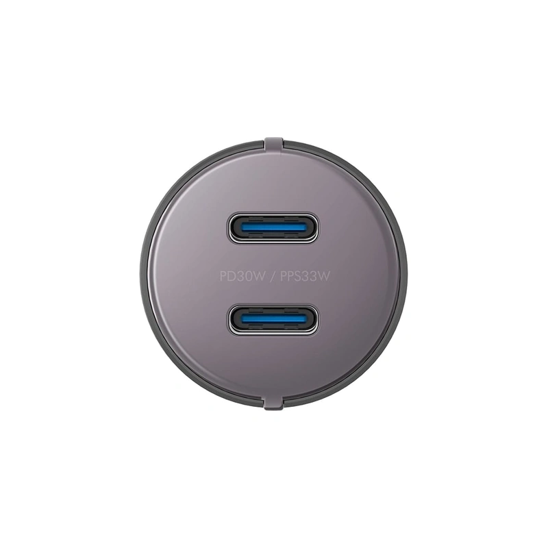 نمای بالای دو پورت USB-C شارژر فندکی Energea AluDrive D60 66W رنگ Gunmetal