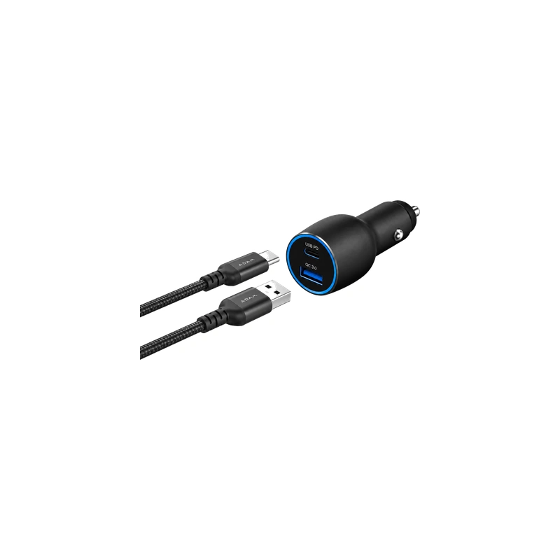 شارژر فندکی ADAM elements Omnia C1 Pro 83W مشکی همراه کابل‌های USB-C و USB-A