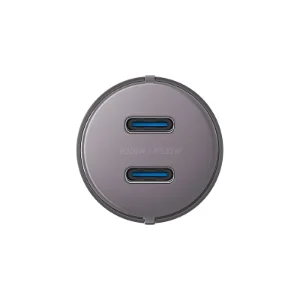 نمای بالای دو پورت USB-C شارژر فندکی Energea AluDrive D60 66W رنگ Gunmetal