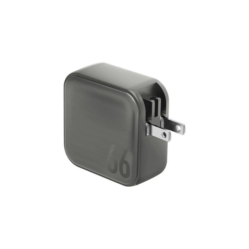نمای دوشاخه تاشو شارژر دیواری Energea TravelWorld 66W رنگ Gunmetal