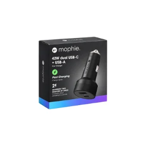 بسته‌بندی شارژر فندکی مشکی Mophie 42W
