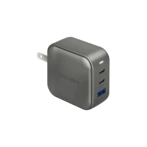 نمای زاویه‌دار شارژر دیواری Energea TravelWorld 66W رنگ Gunmetal