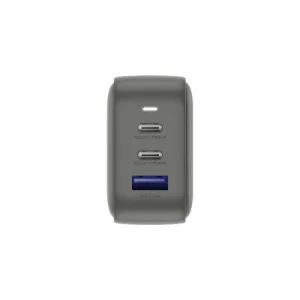 نمای پورت‌های USB-C و USB-A شارژر دیواری Energea TravelWorld 66W رنگ Gunmetal