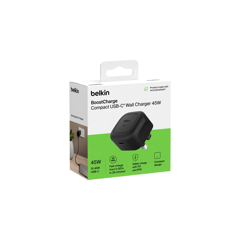 بسته‌بندی شارژر دیواری Belkin BoostCharge 45W مشکی