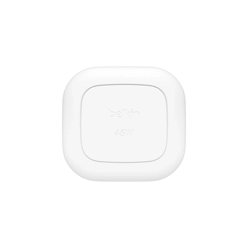 نمای روبه‌رو شارژر دیواری Belkin BoostCharge 45W سفید