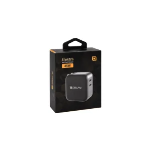 بسته‌بندی شارژر دیواری Delfy Elektra 45W مشکی
