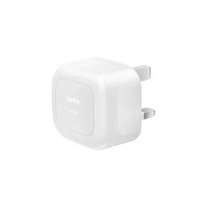 نمای زاویه‌دار شارژر دیواری Belkin BoostCharge 45W سفید