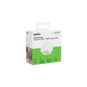 بسته‌بندی شارژر دیواری Belkin BoostCharge 45W سفید