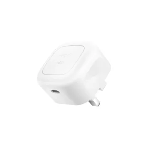 نمای زاویه‌دار شارژر دیواری Belkin BoostCharge 45W سفید با پورت USB-C