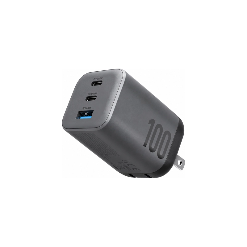 شارژر دیواری انرژیا AmpCharge Mini 45W مشکی در نمای زاویه‌ای