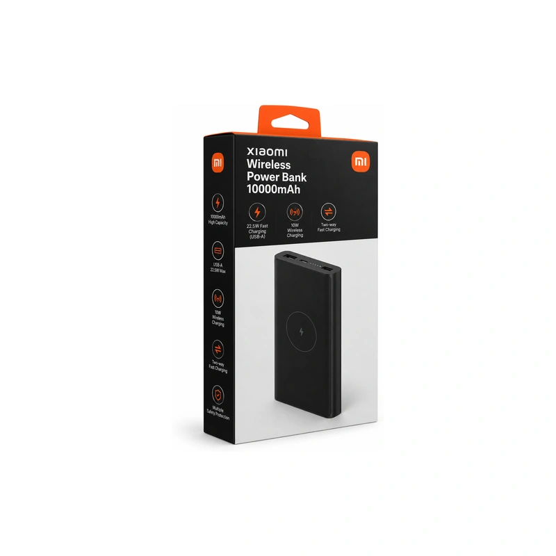 بسته‌بندی پاوربانک شیائومی Mi Wireless ظرفیت 10000 میلی‌آمپر ساعت مشکی