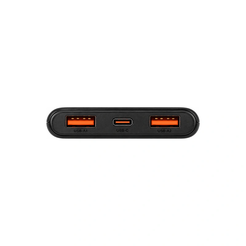 پاوربانک وِگر W1168 ظرفیت 10000 میلی‌آمپر ساعت مشکی نمای پورت‌های USB-A و USB-C